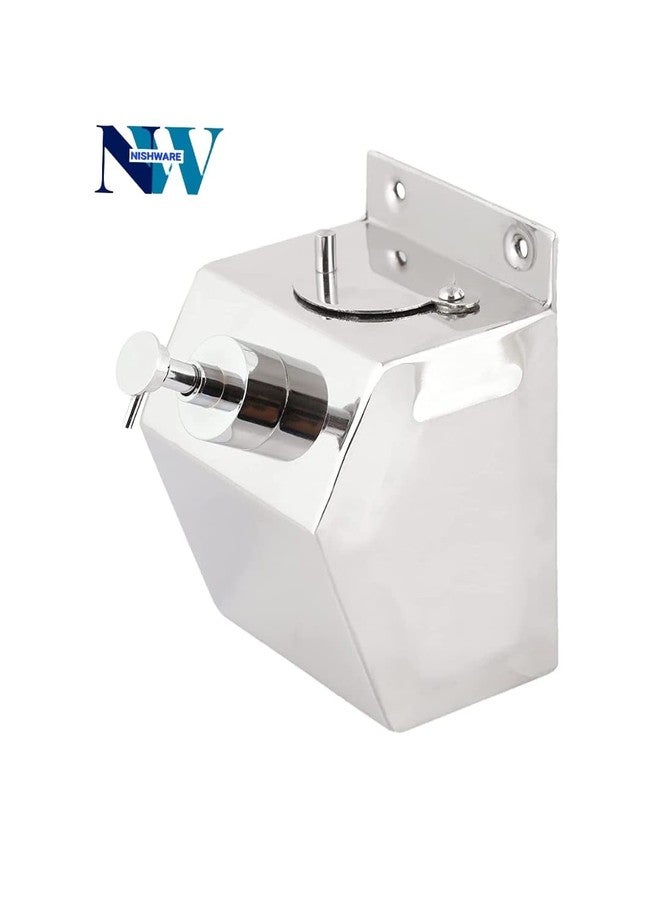 NISHWARE Stainless Steel Wall Mounted Liquid Soap and Shampoo Dispenser for Bathroom & Kitchen, Silver Chrome (Heavy Duty with Brass Pump) (Pack of 1, 500 ML) - Image 3